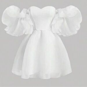 SHEIN White Off-Shoulder Mini Dress